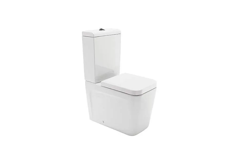 Sanindusa Pack WC Compact caréné blanc ADVANCE 61,5x36,5 chasse d'eau par le coté, évacuation arrière ou dessous, abattant inclus
