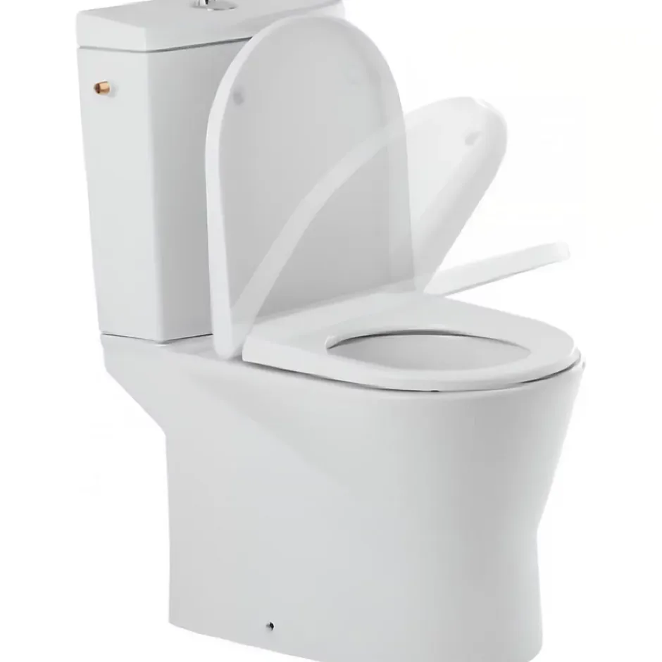 Sanindusa Pack WC cuvette+réservoir+abattant+fixations caréné évacuation par dessous alim. chasse par le côté abattant frein de chute blanc* Wc À Poser