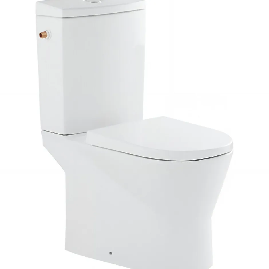 Sanindusa Pack WC cuvette+réservoir+abattant+fixations caréné évacuation par dessous alim. chasse par le côté abattant frein de chute blanc* Wc À Poser
