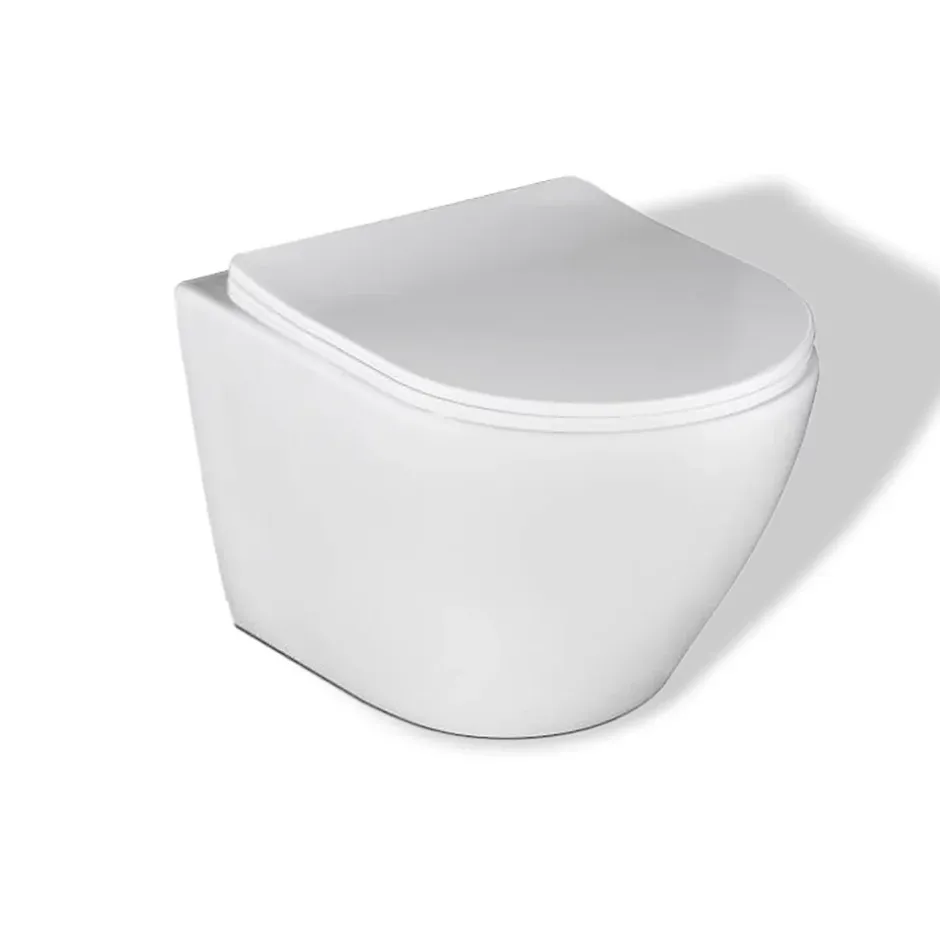 Badland Pack WC GEBERIT Bâti-support Duofix+WC Slim Soft-Close ROLO blanc+tapis d'isolation acoustique+plaque blanc* Wc Suspendu