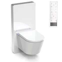 Bernstein Pack WC japonais + Module sanitaire Blanc, Toilettes lavant + télécommande, séchoir chaud, filtre odeurs - 59x38x38cm - Pro+1102* Wc Japonais