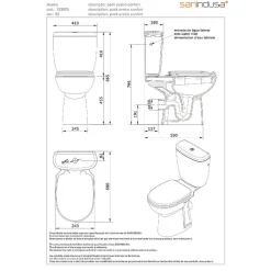 Sanindusa Pack WC PMR normes handicapé Aveiro Confort évacuation arrière alim. chasse d'eau par dessous blanc* Wc À Poser