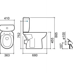 Sanindusa Pack WC PMR Aveiro Confort Normes handicap, évacuation arrière, alimentation latérale, blanc