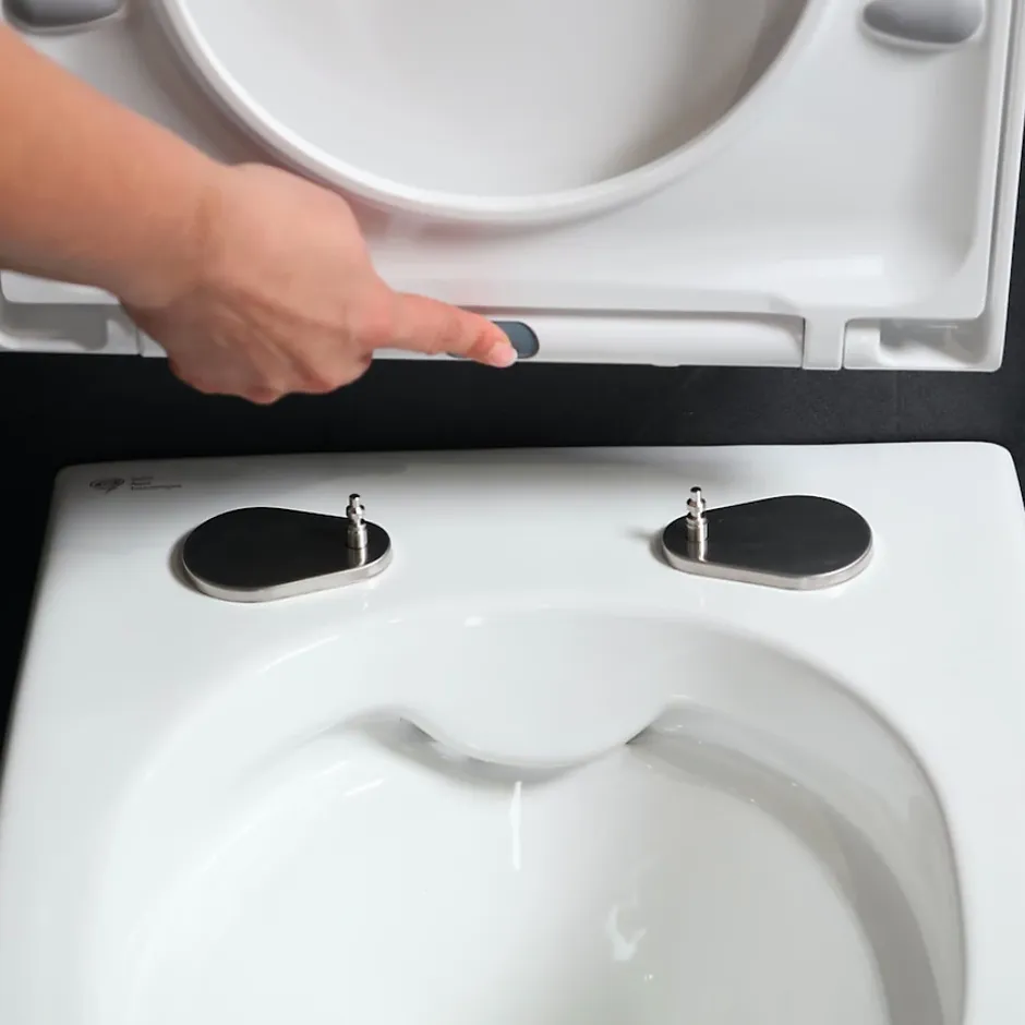 Grohe Pack WC Rapid SL + Cuvette sans bride SAT, fixations invisibles + Plaque Chrome (RapidSL082-SATrimless-1)