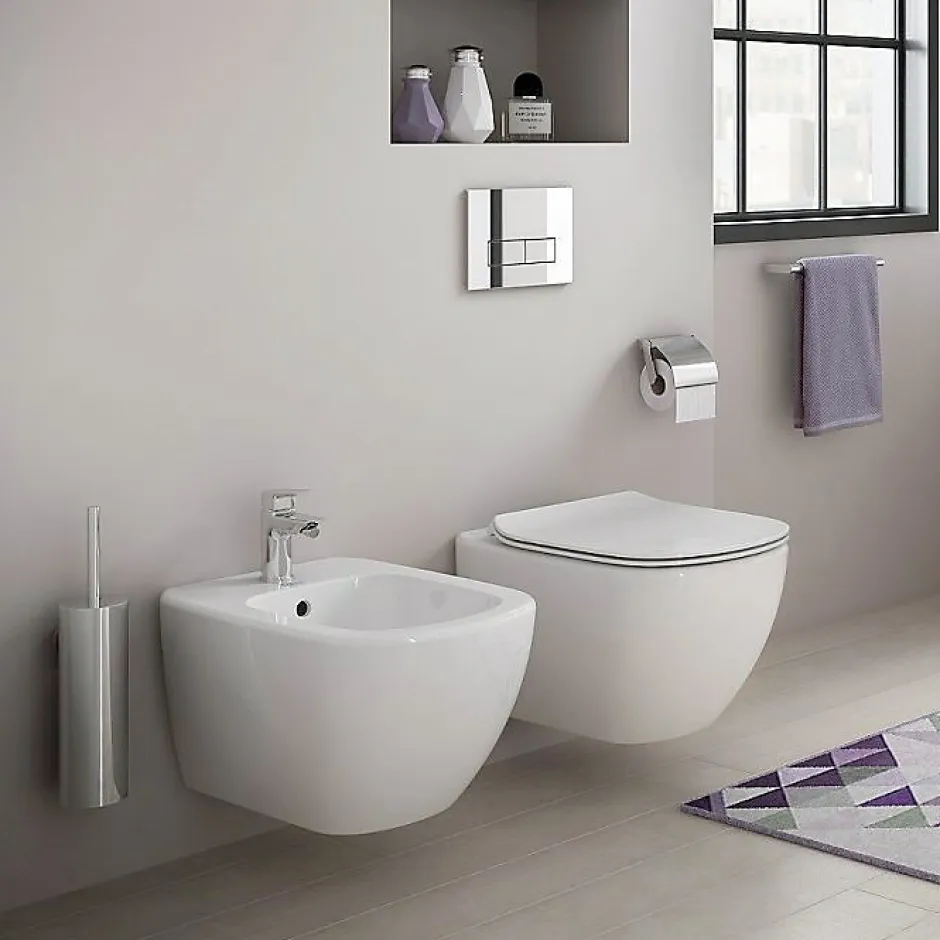 Grohe Pack WC Rapid SL + Cuvette Ideal Standard Tesi Aquablade rimless + Plaque de commande Skate Chrome (AQUA-SET)* Wc À Poser