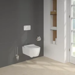 Villeroy & Boch Pack WC sans bride VILLEROY ET BOCH Avento + Bâti support + abattant frein de chute + plaque chromée mat + Tabouret blanc* Wc Suspendu