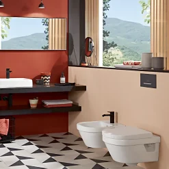 Villeroy & Boch Pack WC sans bride VILLEROY ET BOCH Architectura avec abattant + bâti-support sol et mur Viconnect PRO + plaque chromée brillant