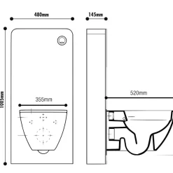 Planète Bain Pack WC suspendu avec bâti Verre blanc + Cuvette suspendue sans bride et abattant slim* Wc Suspendu