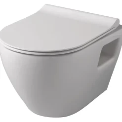 Planète Bain Pack WC suspendu avec bâti Verre blanc + Cuvette suspendue sans bride et abattant slim* Wc Suspendu