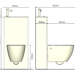 Planète Bain Pack WC suspendu avec lave-mains intégré + cuvette gain de place sans bride corolla Noir mat* Wc Suspendu