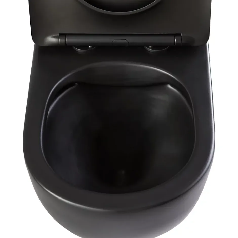Planète Bain Pack WC suspendu avec lave-mains intégré + cuvette gain de place sans bride corolla Noir mat* Wc Suspendu