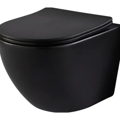 Planète Bain Pack WC suspendu avec lave-mains intégré + cuvette gain de place sans bride corolla Noir mat* Wc Suspendu