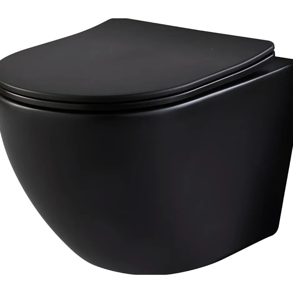 Planète Bain Pack WC suspendu avec lave-mains intégré + cuvette gain de place sans bride corolla Noir mat* Wc Suspendu