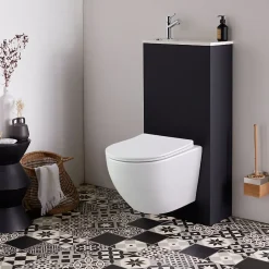 Planète Bain Pack WC suspendu avec lave-mains intégré + Cuvette gain de place sans bride corolla* Wc Suspendu
