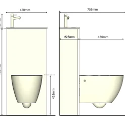 Planète Bain Pack WC suspendu avec lave-mains intégré + Cuvette gain de place sans bride corolla* Wc Suspendu
