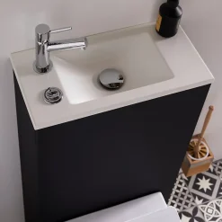 Planète Bain Pack WC suspendu avec lave-mains intégré + Cuvette gain de place sans bride corolla* Wc Suspendu