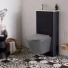 Planète Bain Pack WC suspendu avec lave-mains intégré + Cuvette gain de place sans bride corolla Gris mat* Wc Suspendu