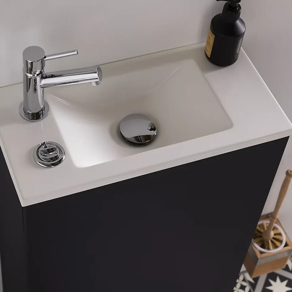 Planète Bain Pack WC suspendu avec lave-mains intégré + Cuvette gain de place sans bride corolla Gris mat* Wc Suspendu