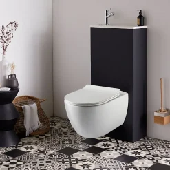 Planète Bain Pack WC suspendu avec lave-mains intégré + cuvette sans bride fixations invisibles Ceres
