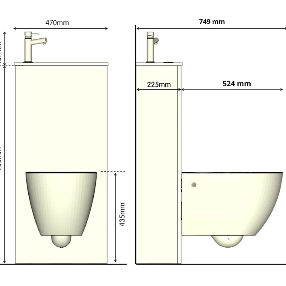 Planète Bain Pack WC suspendu avec lave-mains intégré + cuvette sans bride fixations invisibles Ceres