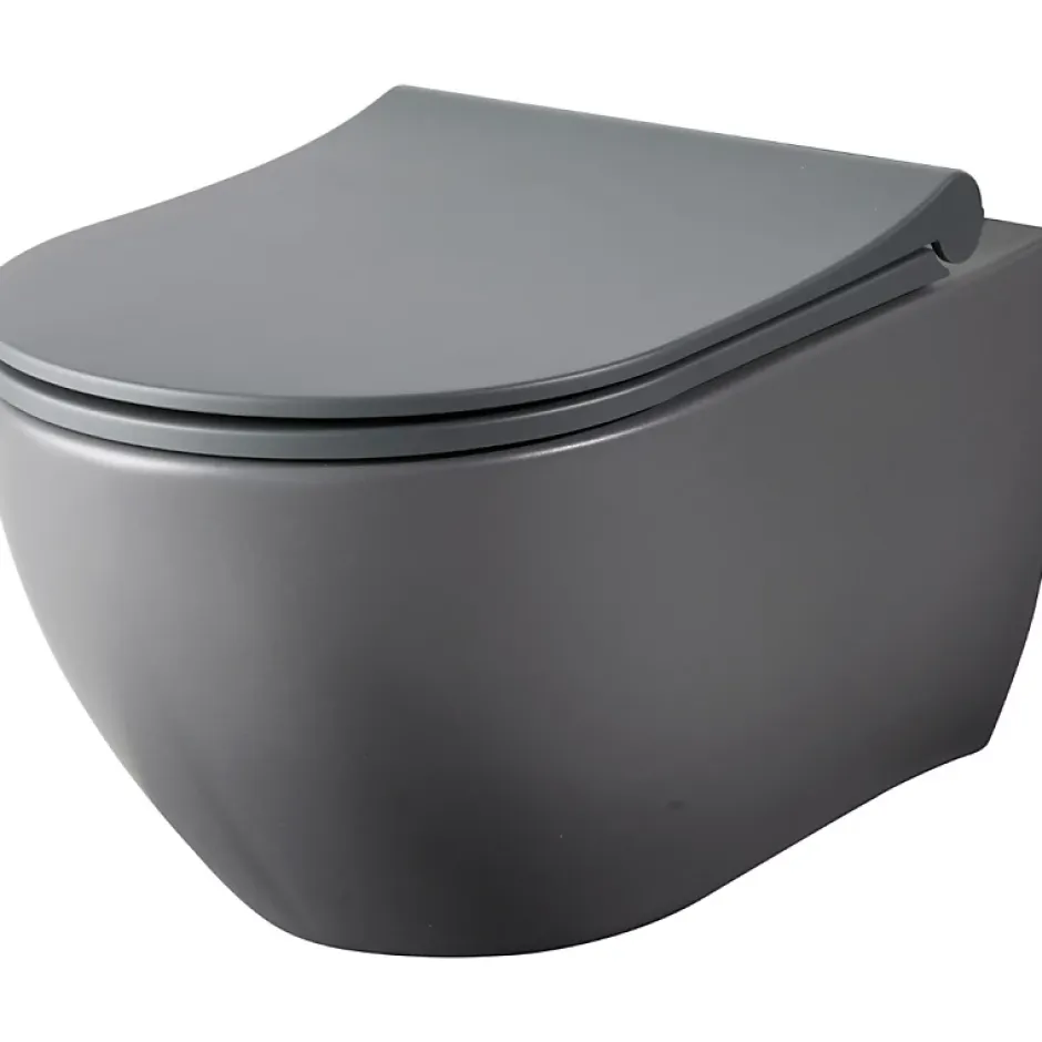 Planète Bain Pack WC suspendu bati siamp universel + cuvette sans bride grise knidos* Wc Suspendu