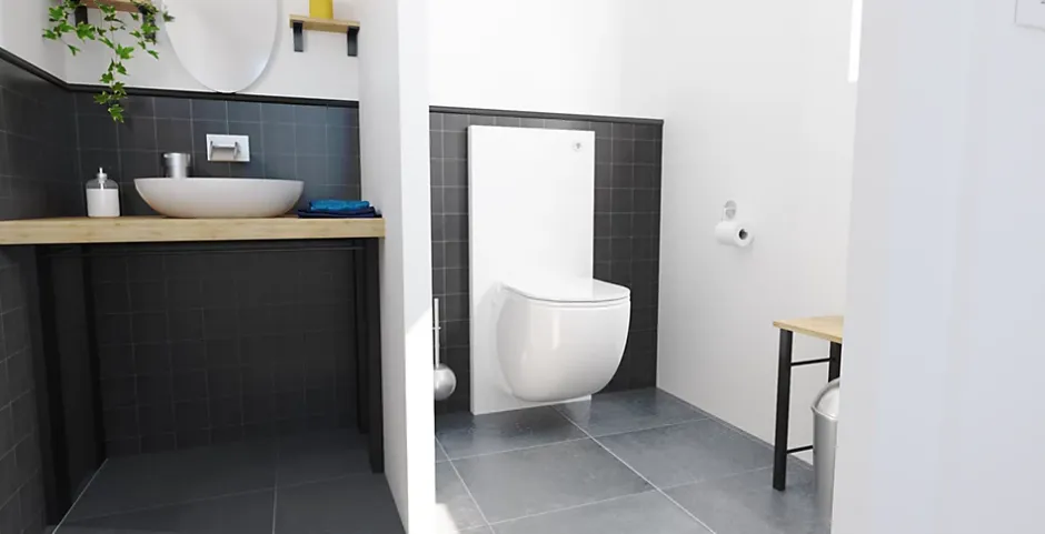 SFA Pack WC suspendu broyeur blanc avec bâti et pompe de relevage intégrée, Sanicompact* Wc Chimique Et Broyeur
