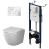 Am.Pm Europe Pack WC suspendu bâti mural et cuvette Plaque Round Blanche Pack WC Bati-support AM.PM X-Joy S* Wc Suspendu