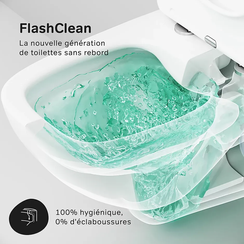 Am.Pm Europe Pack WC suspendu bâti mural et cuvette Plaque Round Chrome Pack WC Bati-support AM.PM X-Joy