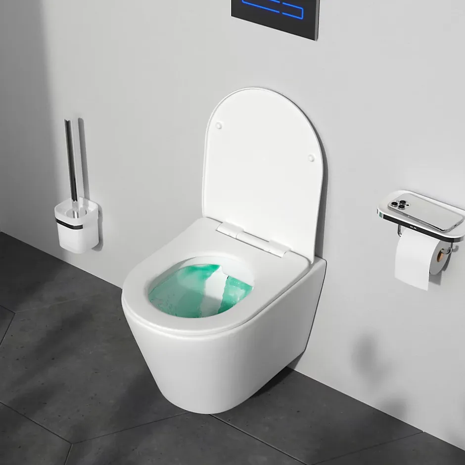 Am.Pm Europe Pack WC suspendu bâti mural et cuvette Plaque Round Chrome Pack WC Bati-support AM.PM X-Joy S* Wc Suspendu