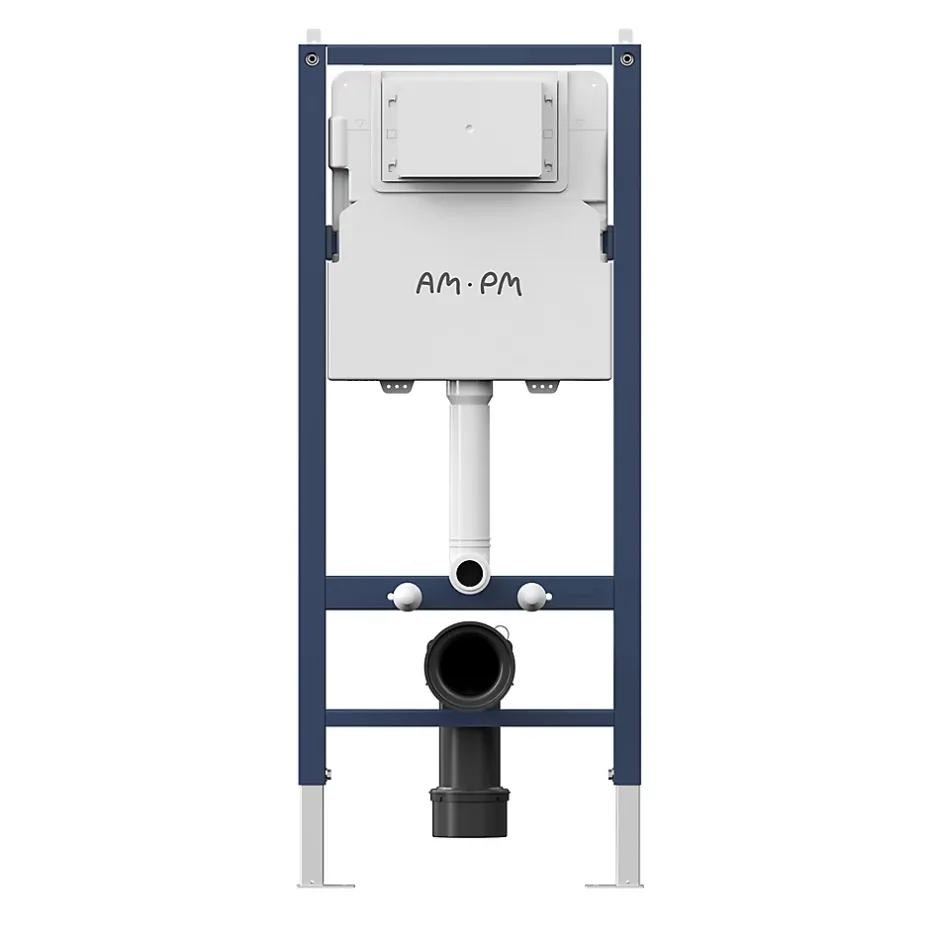Am.Pm Europe Pack WC suspendu bâti mural et cuvette Plaque Round Chrome Pack WC Bati-support AM.PM X-Joy S* Wc Suspendu
