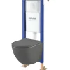 Planète Bain Pack WC suspendu gain de place bâti universel siamp + cuvette sans bride gris mat corolla
