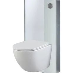 Planète Bain Pack WC suspendu gain de place bâti mural verre blanc + cuvette sans bride Corolla* Wc Suspendu