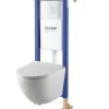 Planète Bain Pack WC suspendu gain de place bâti universel Siamp + cuvette sans bride Corolla* Wc Suspendu