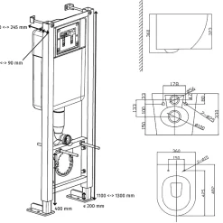 Planète Bain Pack WC suspendu gain de place bâti universel Siamp + cuvette sans bride Corolla* Wc Suspendu