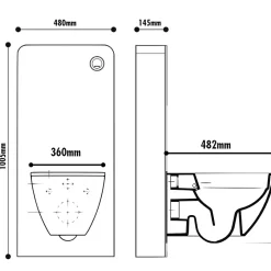 Planète Bain Pack WC suspendu gain de place bâti mural verre noir + cuvette sans bride noir mat corolla* Wc Suspendu