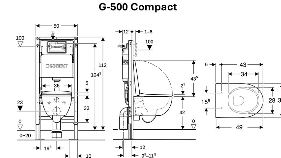 Geberit Pack WC suspendu G-500 Compact