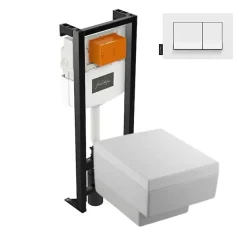 Jacob Delafon Pack WC suspendu Terrace+ bâti-support + plaque Blanc brillant* Wc Suspendu