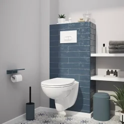 GoodHome Pack WC suspendu Lagon, en porcelaine vitrifiée avec abattant + bâti-support universel,