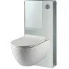 Planète Bain Pack WC suspendu mural en verre blanc et cuvette carénée sans bride CERES