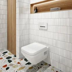 Villeroy & Boch Pack WC suspendu sans bride Architectura Twistflush e3 rectangle + bâti-support sol et mur + plaque noir* Wc Suspendu