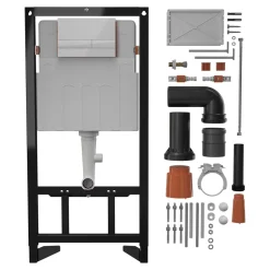 GoodHome Pack WC suspendu sans bride Luvia avec bâti-support sol et mur autoportant Silgo