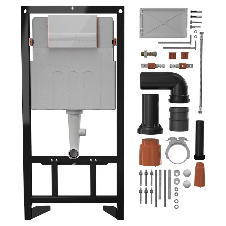 GoodHome Pack WC suspendu sans bride Luvia avec bâti-support sol et mur autoportant Silgo