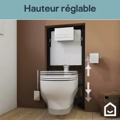 GoodHome Pack WC suspendu sans bride Luvia avec bâti-support sol et mur autoportant Silgo