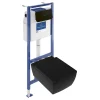 Villeroy & Boch Pack WC suspendu sans bride VILLEROY ET BOCH Memento 2.0 + abattant + bâti-support sol et mur + plaque Pure Black