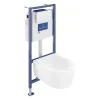 Villeroy & Boch Pack WC suspendu sans bride VILLEROY ET BOCH Avento + Bâti support ViConnect Pro + abattant frein de chute + plaque blanche