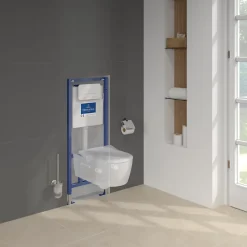 Villeroy & Boch Pack WC suspendu sans bride VILLEROY ET BOCH Avento + Bâti support ViConnect Pro + abattant frein de chute + plaque blanche