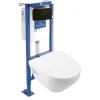 Villeroy & Boch Pack WC suspendu sans bride Architectura Twistflush e3 rond + bâti-support ViConnect + plaque noir* Wc Suspendu