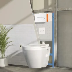 Vitra Pack WC suspendu Integra blanc + bâti mur porteur V-Fix Core + Plaque Round Blanche* Wc Suspendu