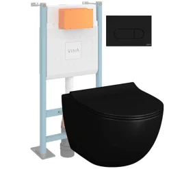 Vitra Pack WC suspendu Sento noir + bâti autoportant V-Fix Core + Plaque Round Noir mat* Wc Suspendu