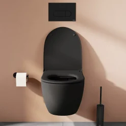 Vitra Pack WC suspendu Sento noir + bâti autoportant V-Fix Core + Plaque Round Noir mat* Wc Suspendu